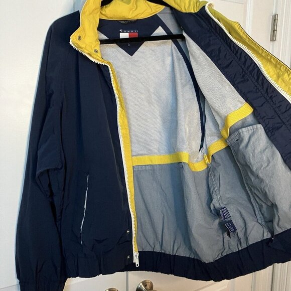 Vintage Tommy Hilfiger Jacket Mens Large Blue Windbreaker Full Zip Y2K 90s Prep - Picture 11 of 11